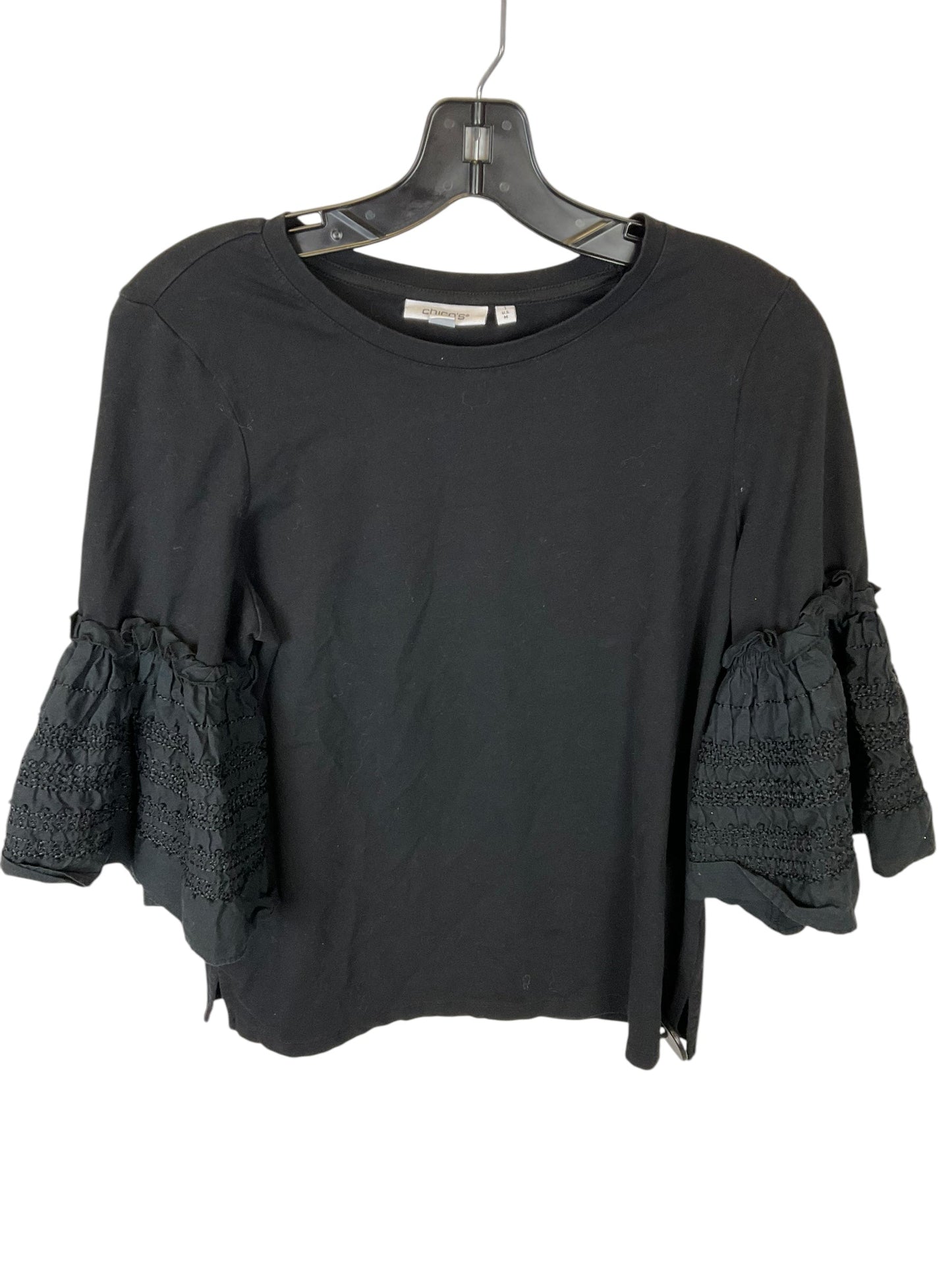 Top 3/4 Sleeve By Chicos In Black, Size: M