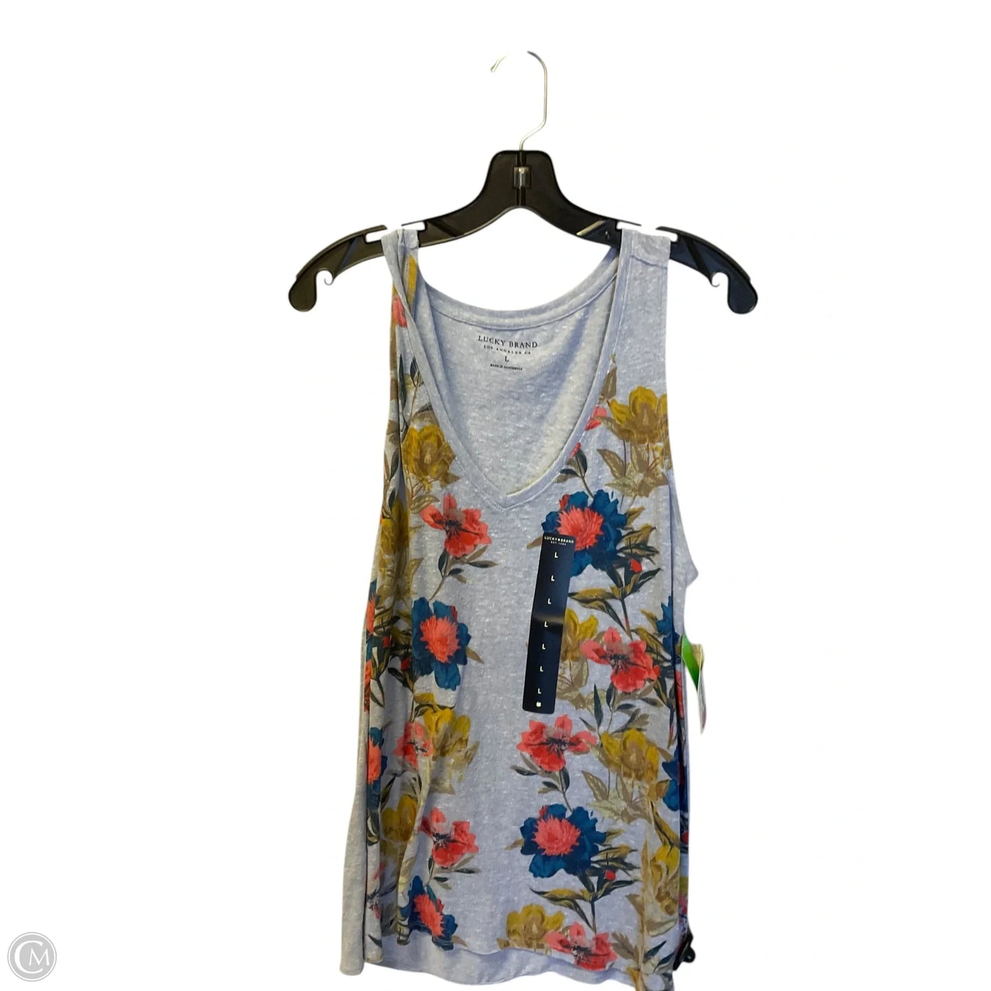 Top Sleeveless By Lucky Brand In Blue & Brown, Size: L