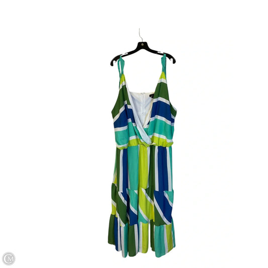 Dress Casual Midi By Ashley Stewart In Blue & Green, Size: 3x