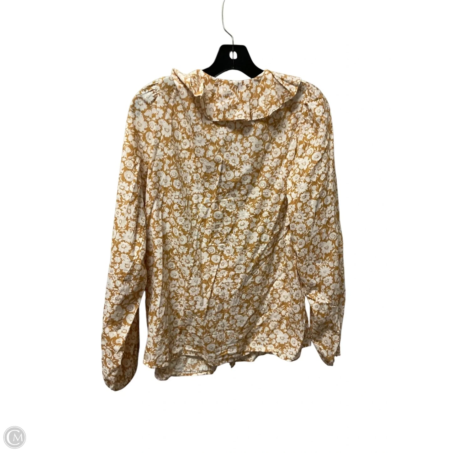 Top Long Sleeve By Boden In Tan & White, Size: M