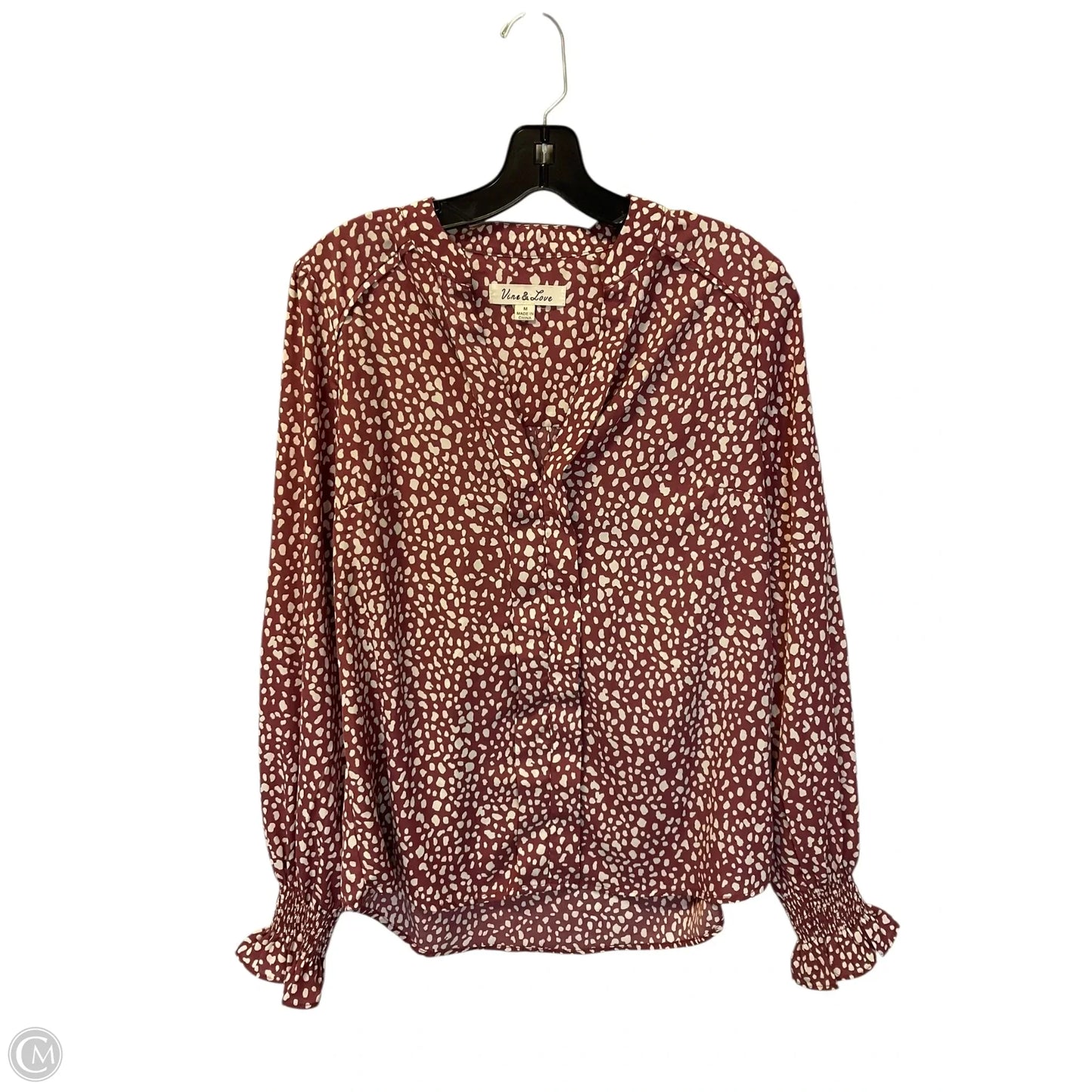 Top Long Sleeve By Vine & Love In Pink, Size: M
