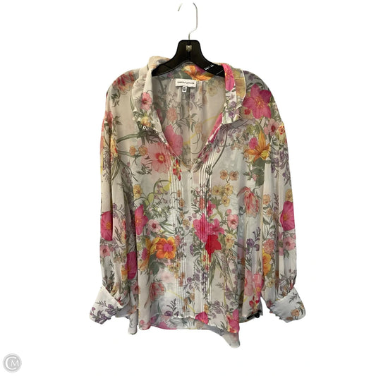Top Long Sleeve By Gibson And Latimer In Floral Print, Size: Xxl