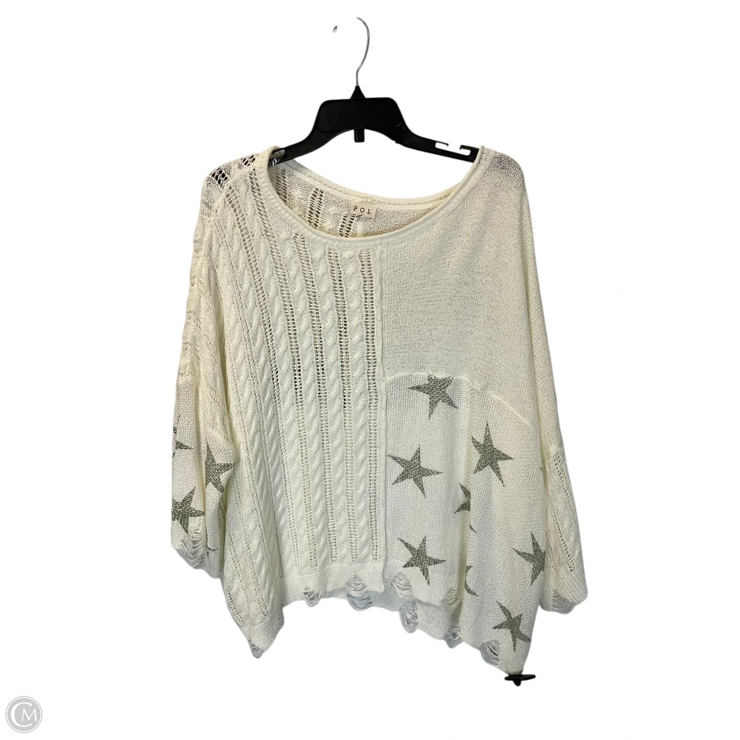 Top Long Sleeve By Pol In White, Size: S