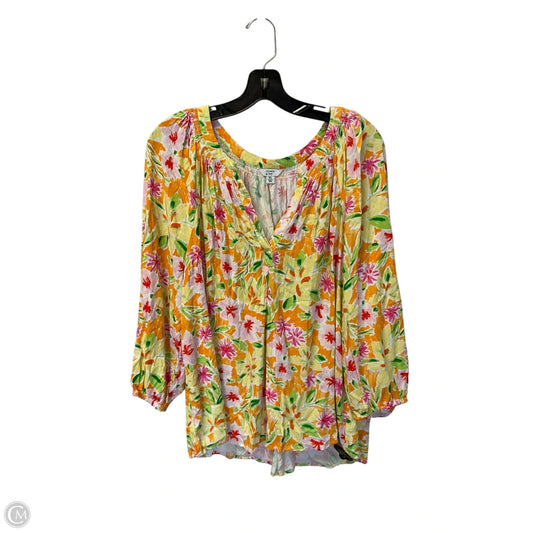 Top Long Sleeve By Crown And Ivy In Orange & Yellow, Size: Xl