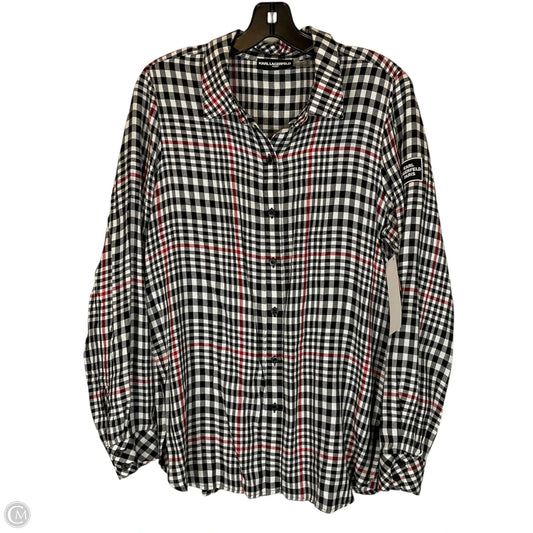 Top Long Sleeve Designer By Karl Lagerfeld In Black & White, Size: S