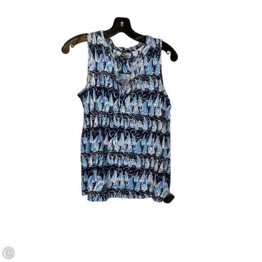 Top Sleeveless Designer By Lilly Pulitzer In Blue & White, Size: S