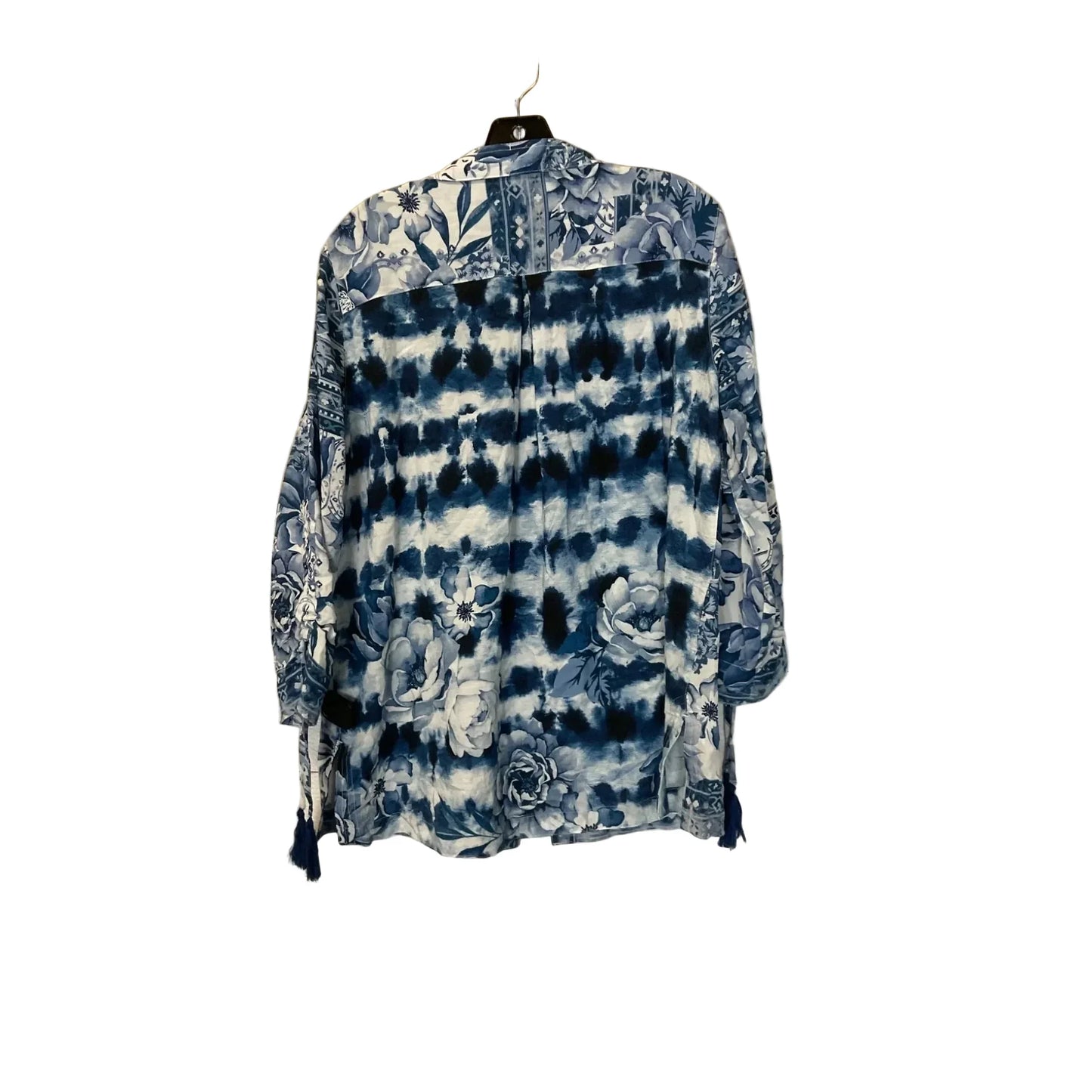 Top Long Sleeve By John Mark In Blue & White, Size: M
