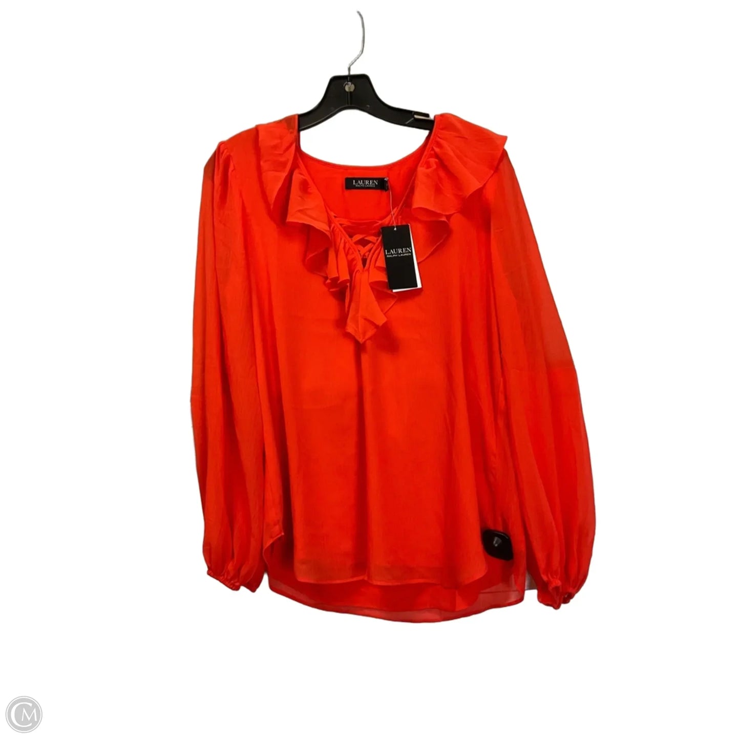 Top Long Sleeve By Lauren By Ralph Lauren In Orange, Size: M