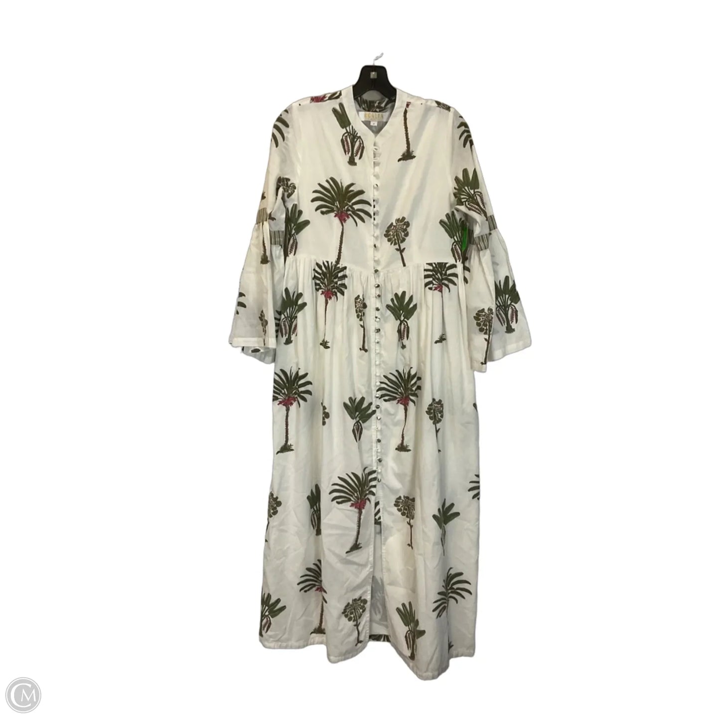 Dress Casual Maxi By Cmc In Cream & Green, Size: M