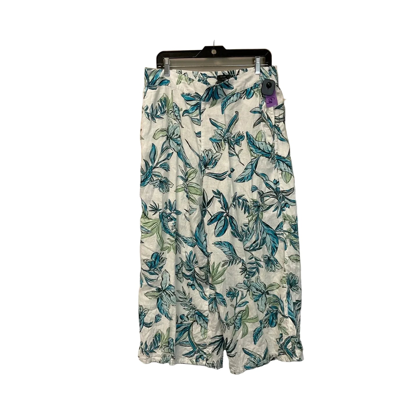 Pants Linen By Tahari In Blue & White, Size: Xl