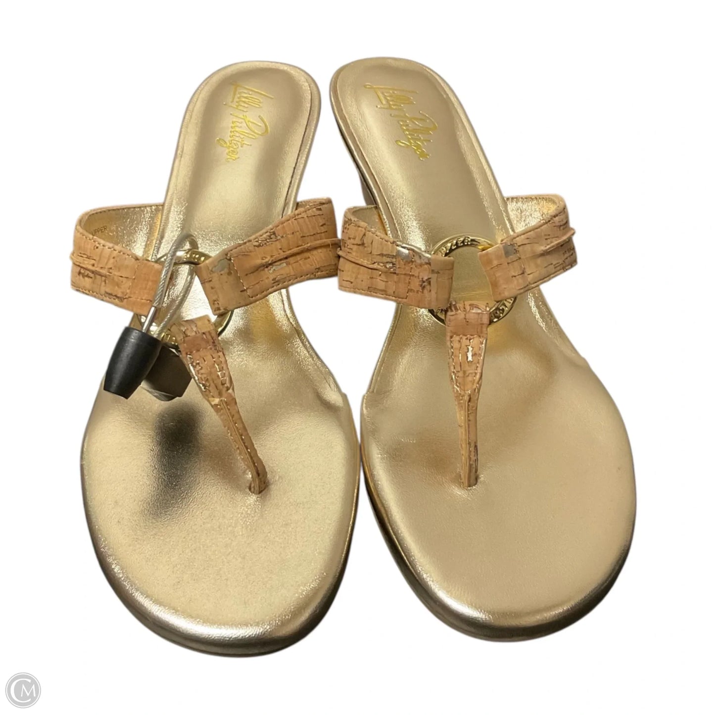 Sandals Designer By Lilly Pulitzer In Gold & Tan, Size: 9