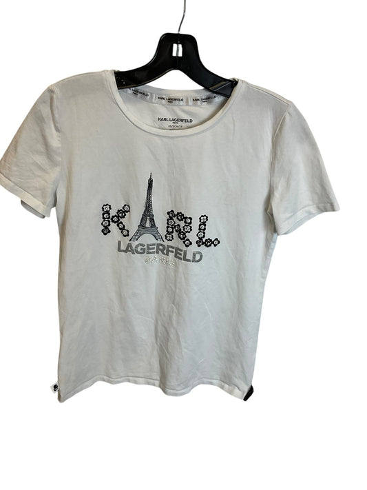 Top Short Sleeve Designer By Karl Lagerfeld In White, Size: Xs