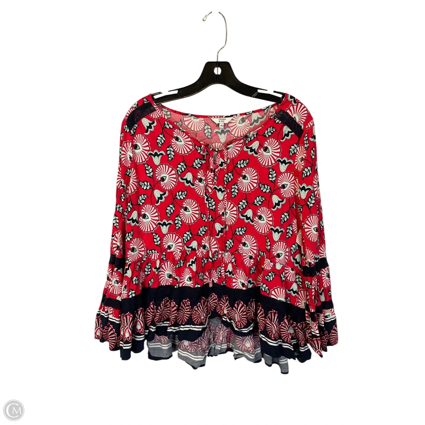 Top Long Sleeve By Crown And Ivy In Red, Size: L