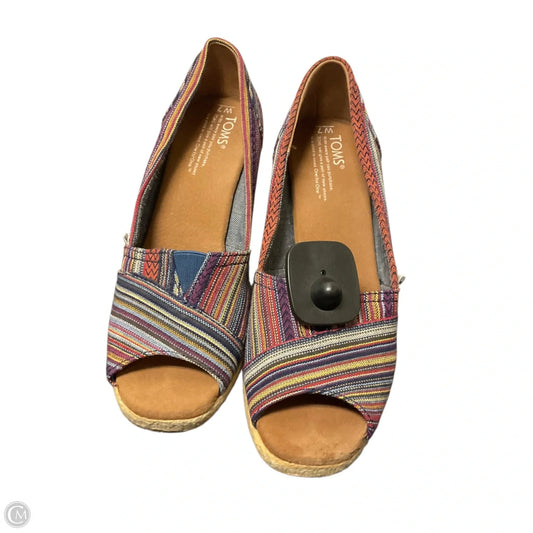 Sandals Heels Wedge By Toms In Striped Pattern, Size: 7