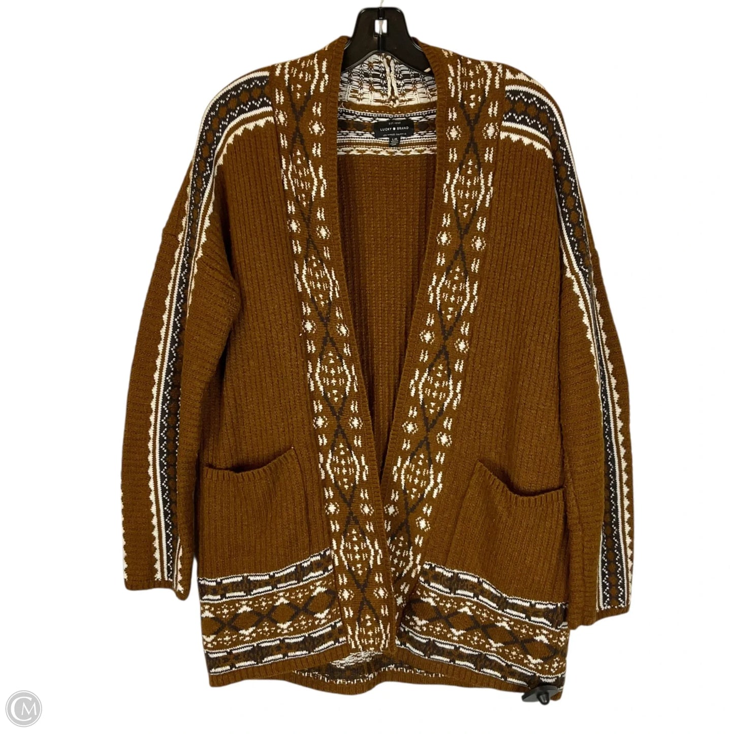 Cardigan By Lucky Brand In Brown, Size: L