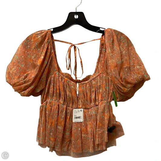 Top Short Sleeve By Free People In Orange, Size: Xs