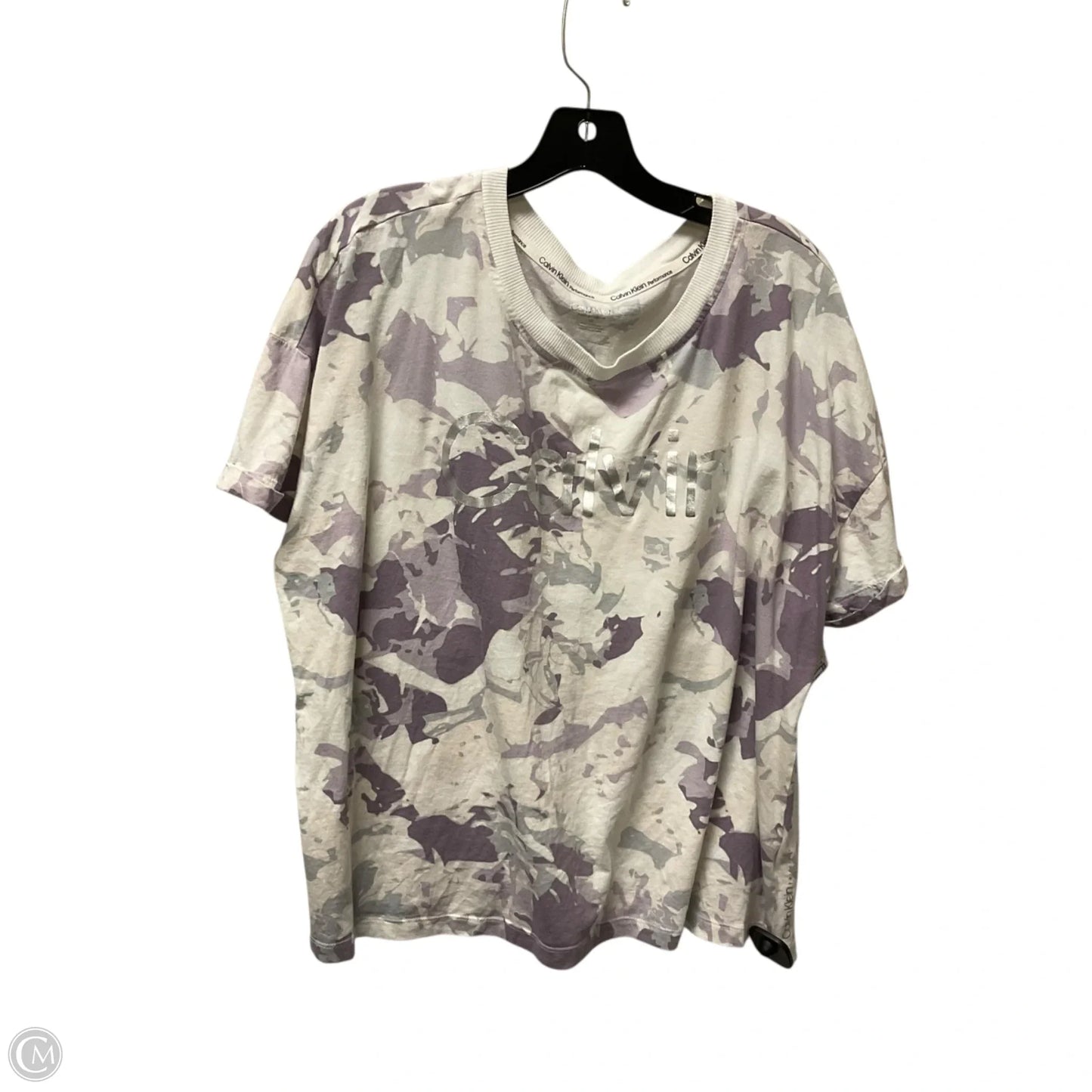 Top Short Sleeve Basic By Calvin Klein In Tie Dye Print, Size: 2x