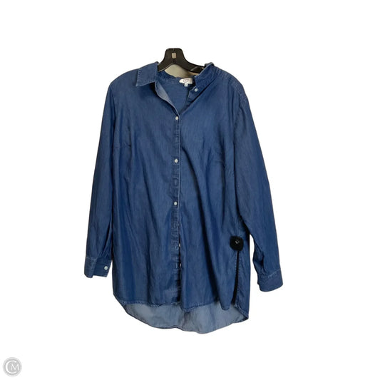 Top Long Sleeve By Crown And Ivy In Blue Denim, Size: 1x
