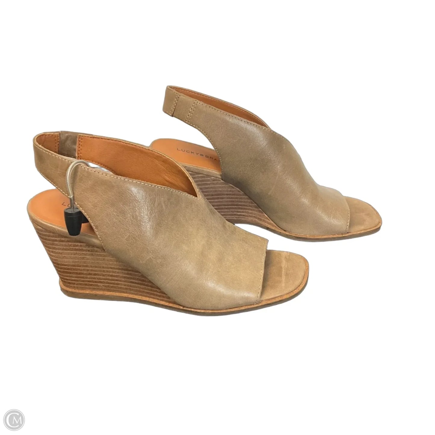 Sandals Heels Wedge By Lucky Brand In Tan, Size: 8