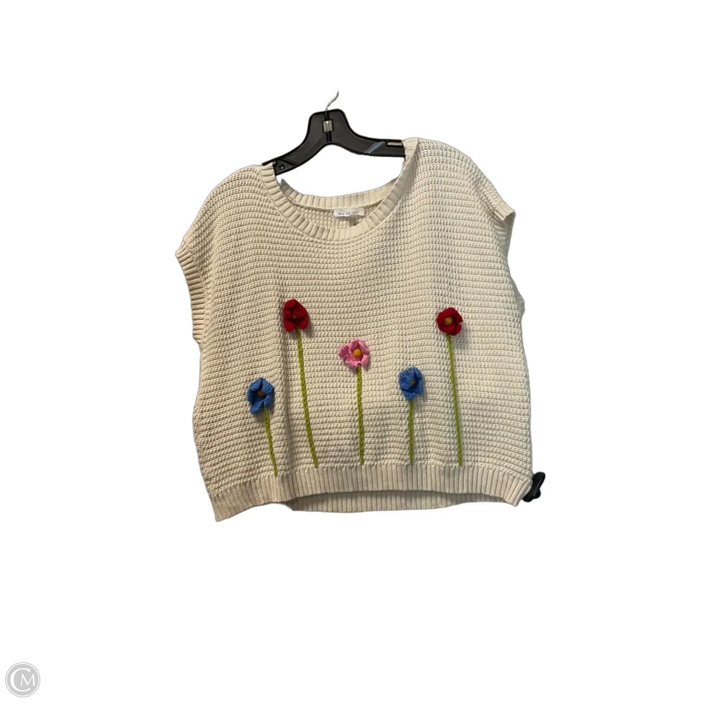 Sweater Short Sleeve By Blu Pepper In Cream, Size: L