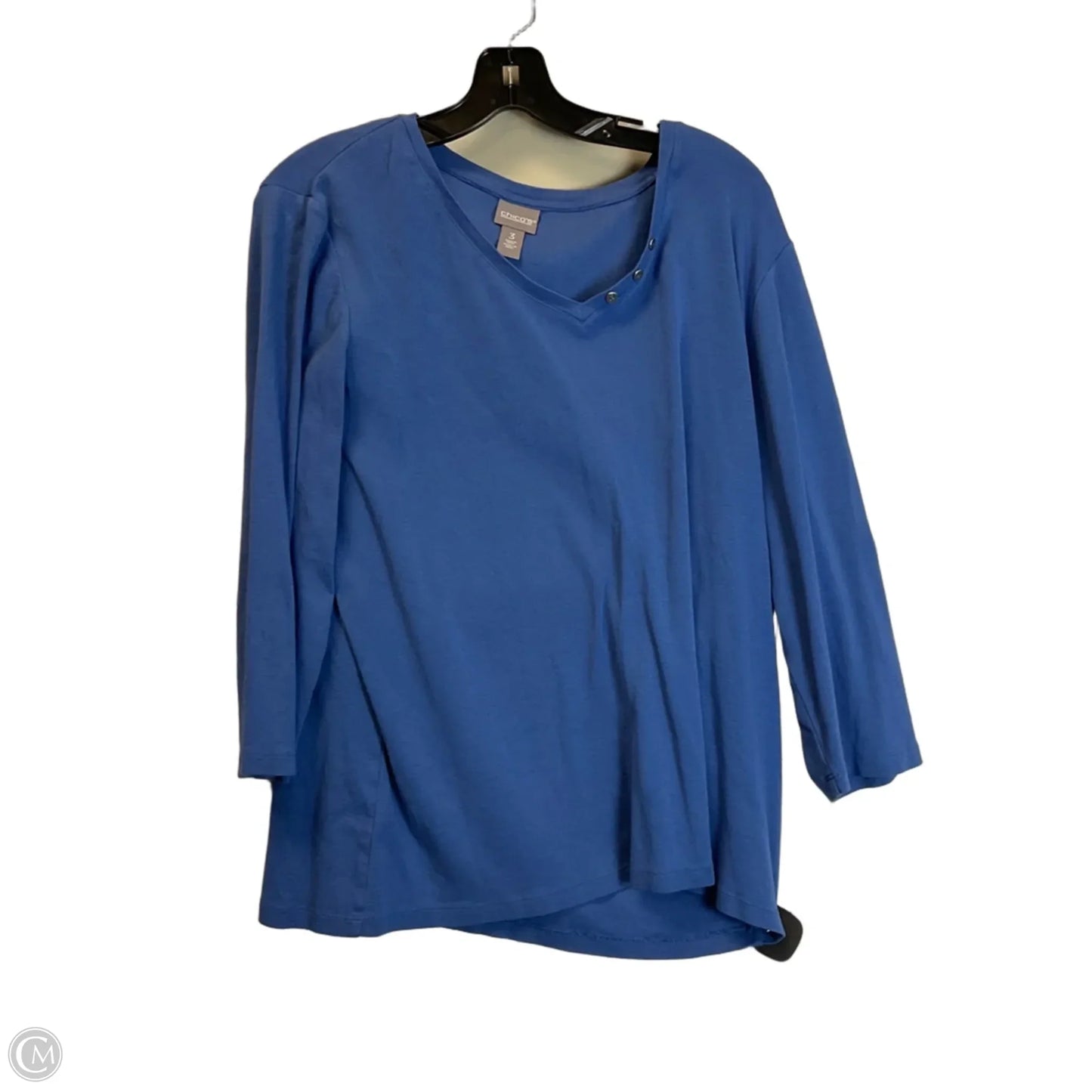 Top 3/4 Sleeve Basic By Chicos In Blue, Size: L
