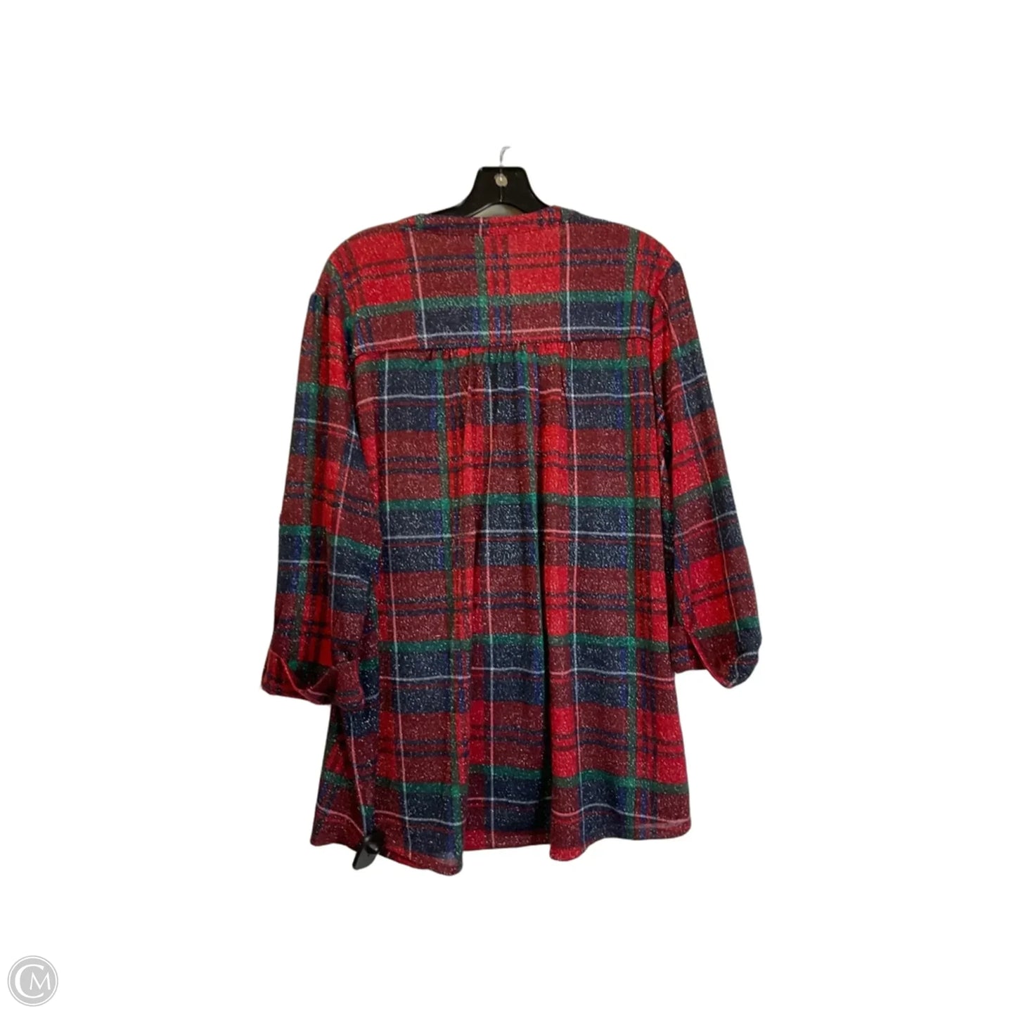 Top Long Sleeve By Kim Rogers In Plaid Pattern, Size: 2x