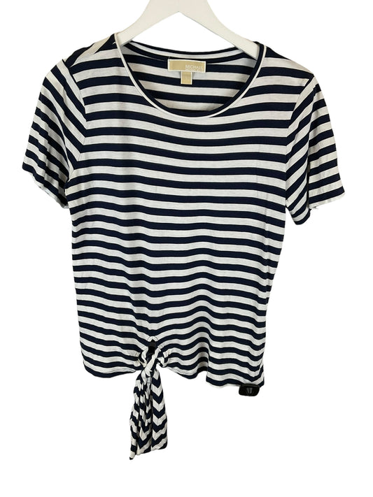 Striped Pattern Top Short Sleeve Michael By Michael Kors, Size L