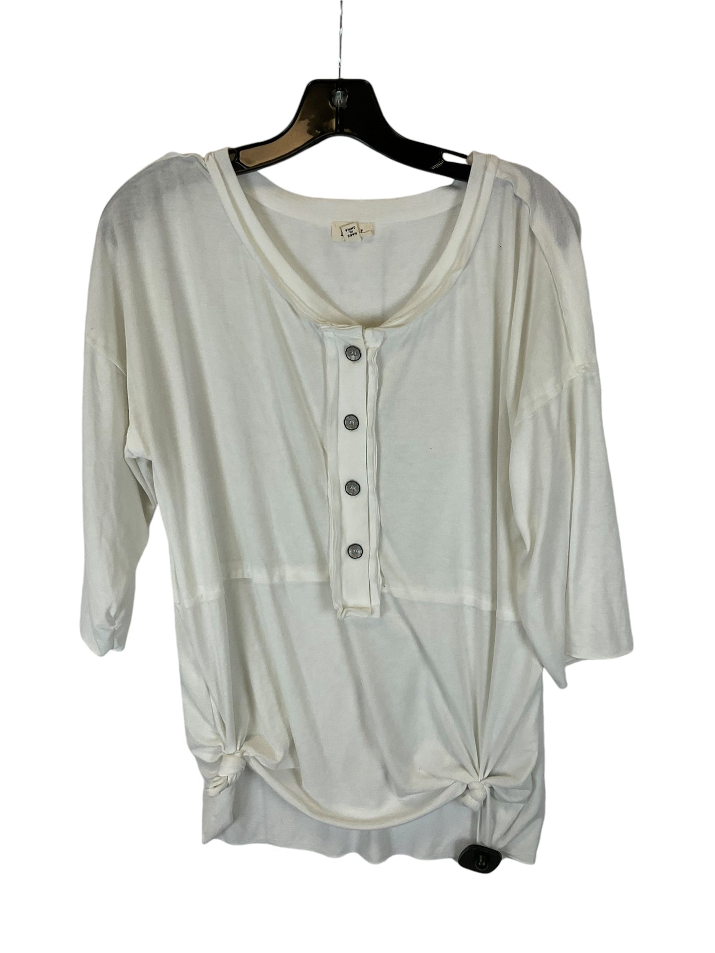 Top Long Sleeve By Pol In White, Size: L