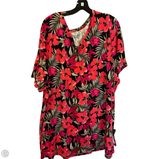 Top Short Sleeve Basic By Catherines In Floral Print, Size: 3x