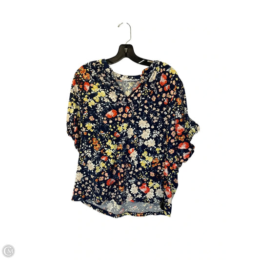 Top Short Sleeve By Perseption Concept In Navy, Size: L