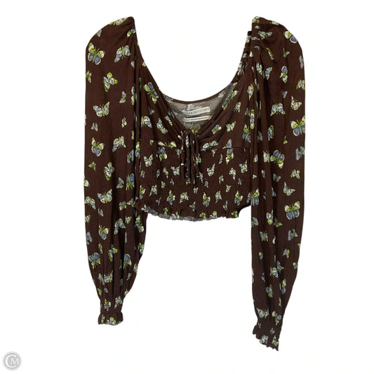 Top Long Sleeve By Urban Outfitters In Brown, Size: S