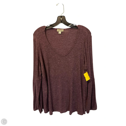 Top Long Sleeve By One World In Purple, Size: 1x
