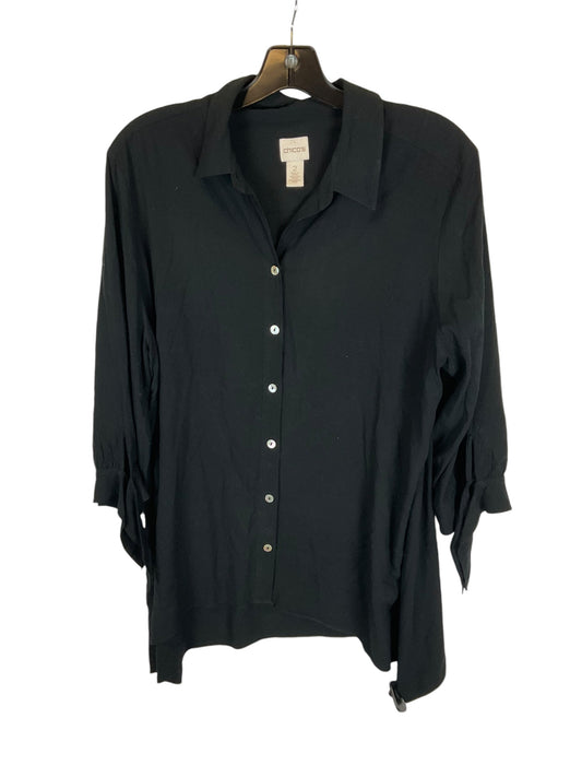 Top Long Sleeve By Chicos In Black, Size: M