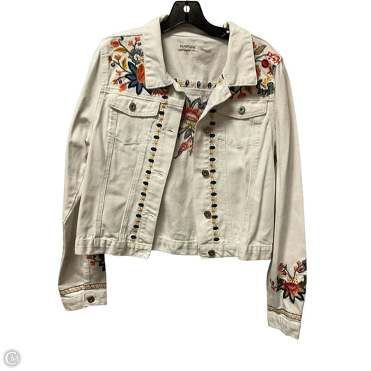 Jacket Denim By Paparazzi In White Denim, Size: L