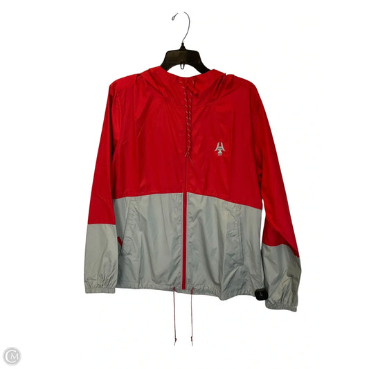 Jacket Windbreaker By Columbia In Grey & Red, Size: L