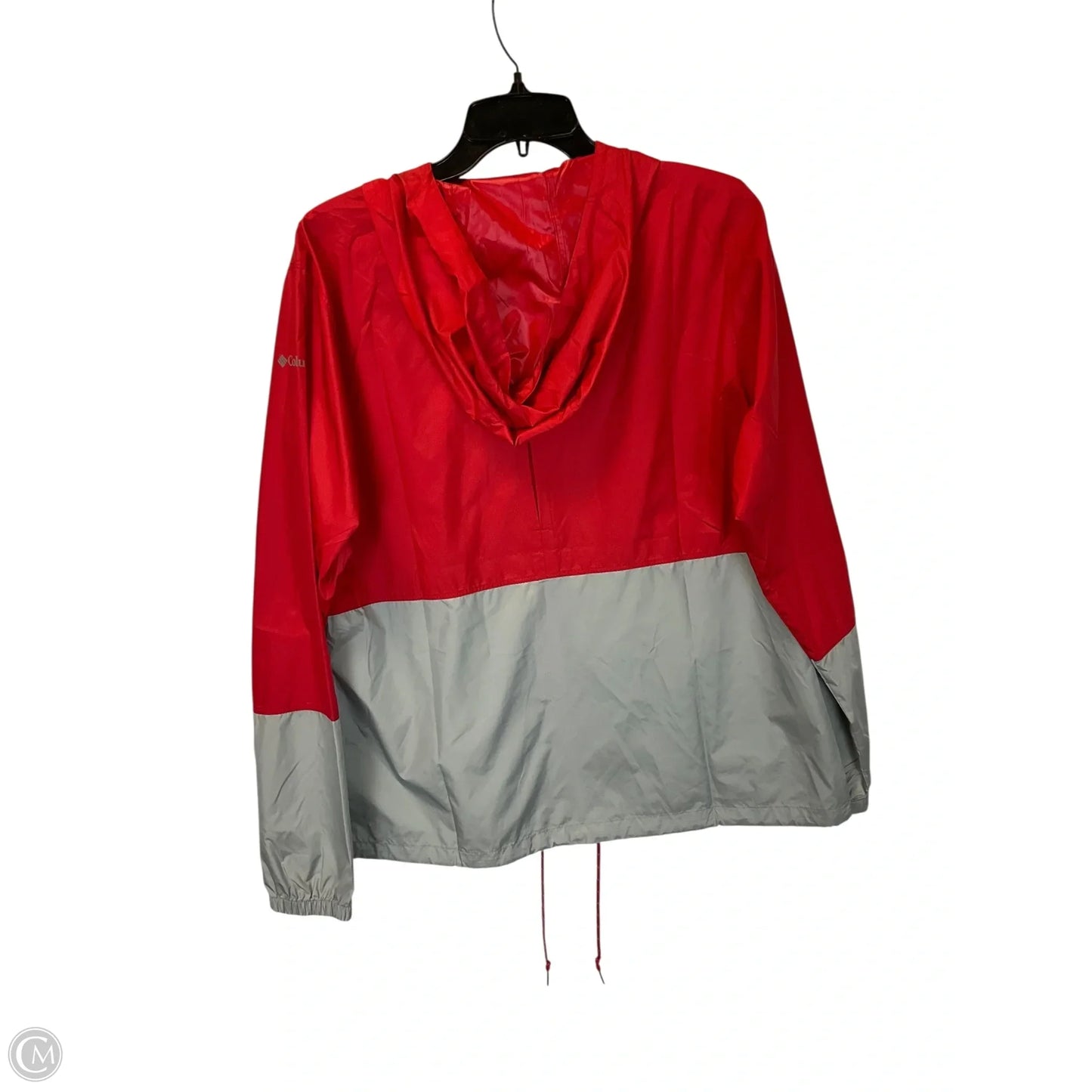 Jacket Windbreaker By Columbia In Grey & Red, Size: L