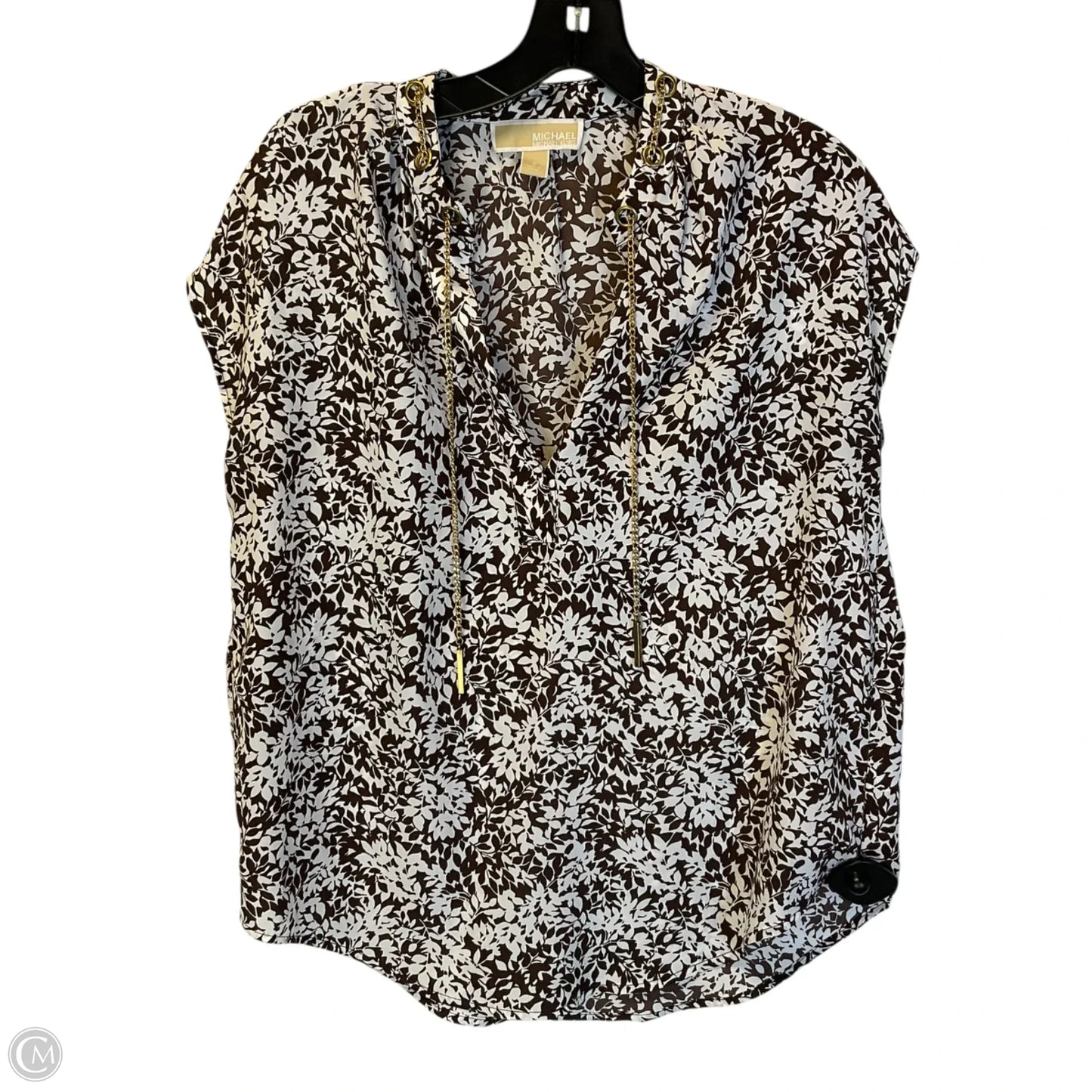 Top Short Sleeve By Michael By Michael Kors In Brown & White, Size: S