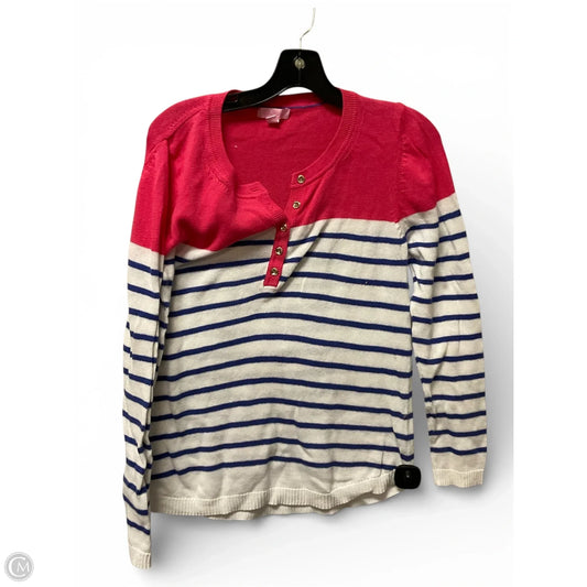 Top Long Sleeve Designer By Lilly Pulitzer In Blue & Pink, Size: L