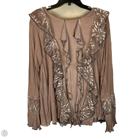 Top Long Sleeve By Pol In Brown, Size: S