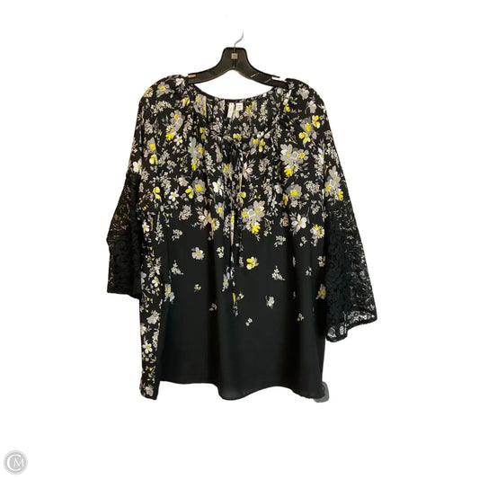 Top Long Sleeve By Cato In Black, Size: 1x