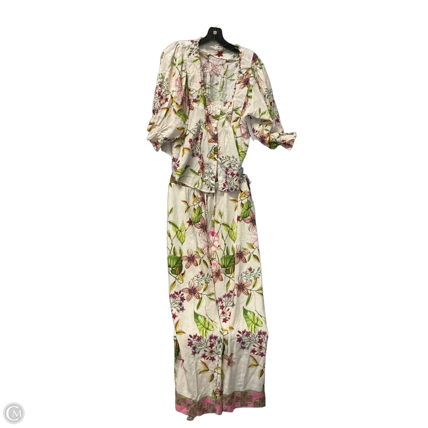 Pants Set 2pc By Christian Siriano In Floral Print, Size: L
