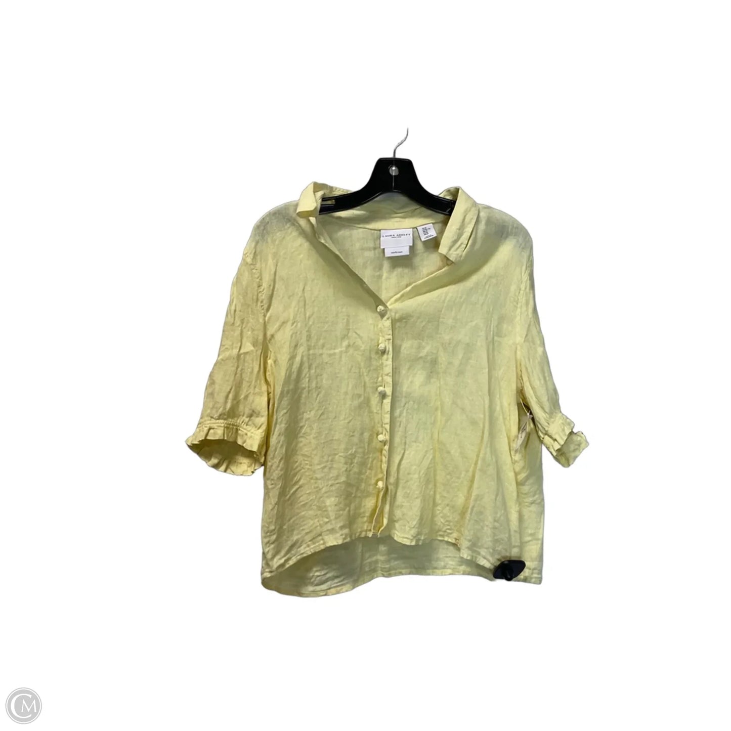 Top Short Sleeve By Laura Ashley In Yellow, Size: Xl