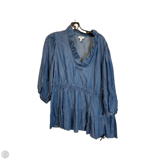 Top 3/4 Sleeve By Crown And Ivy In Blue, Size: 1x