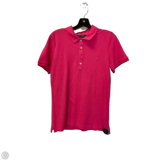 Top Short Sleeve By Lauren By Ralph Lauren In Pink, Size: L