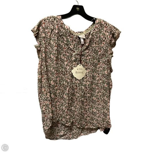 Top Short Sleeve By Knox Rose In Green & Pink, Size: Xxl