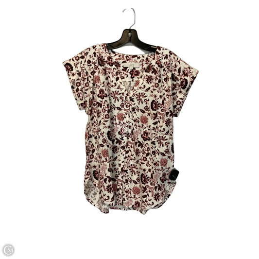Top Short Sleeve By Loft In Beige, Size: S