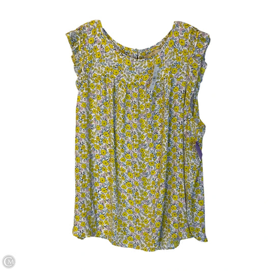 Top Sleeveless By Loft In Blue & Yellow, Size: 1x