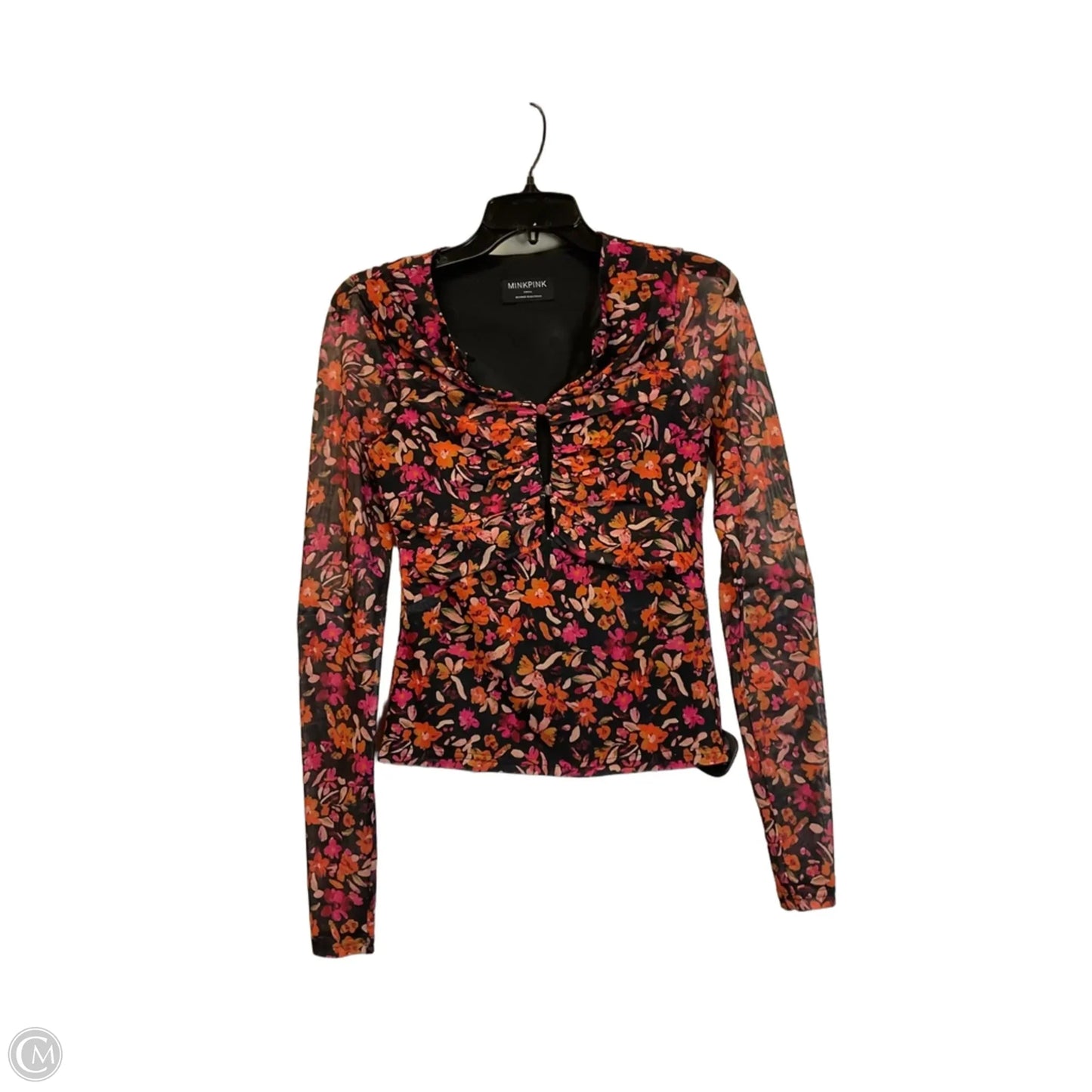 Top Long Sleeve By Minkpink In Orange & Pink, Size: S