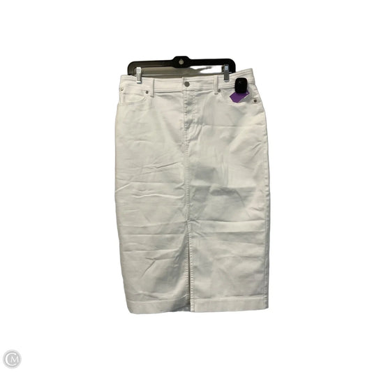 Skirt Midi By Talbots In White Denim, Size: 12
