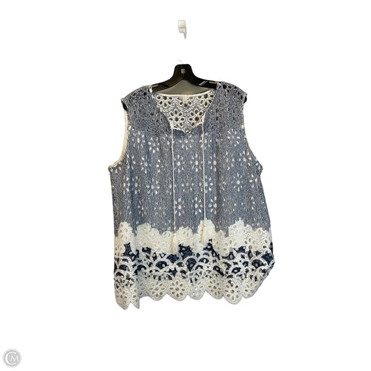 Top Sleeveless By Cato In Blue & White, Size: 22
